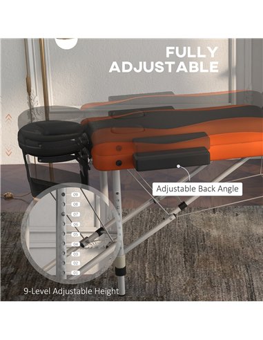 HOMCOM Foldable Massage Table Professional Salon SPA Facial Couch Bed Black and Orange