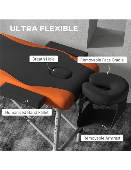HOMCOM Foldable Massage Table Professional Salon SPA Facial Couch Bed Black and Orange - pic 132208 | FastDaddyshop