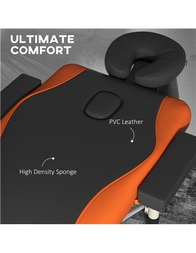 HOMCOM Foldable Massage Table Professional Salon SPA Facial Couch Bed Black and Orange