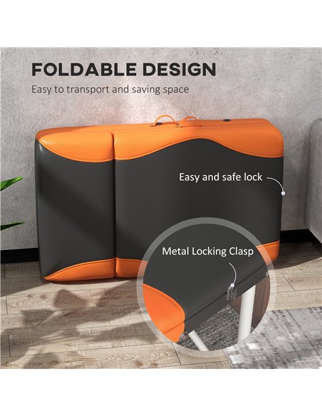 HOMCOM Foldable Massage Table Professional Salon SPA Facial Couch Bed Black and Orange - pic 132210 | FastDaddyshop