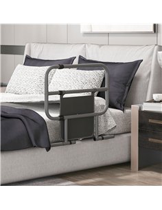 HOMCOM Folding Bed Rail for Elderly Adults, Bed Assist Rail with Storage Pocket for Disabled, Pregnant, Black 2