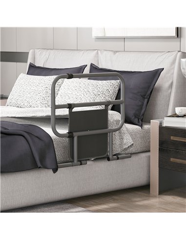 HOMCOM Folding Bed Rail for Elderly Adults, Bed Assist Rail with Storage Pocket for Disabled, Pregnant, Black