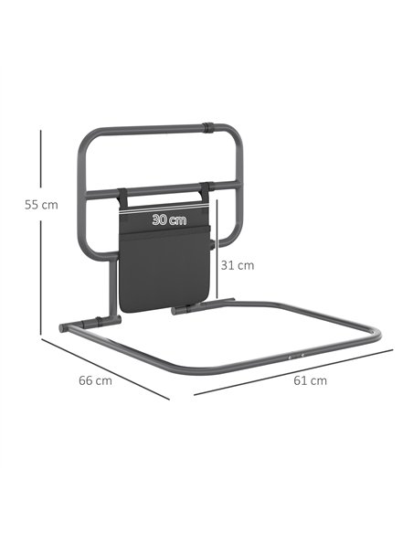 HOMCOM Folding Bed Rail for Elderly Adults, Bed Assist Rail with Storage Pocket for Disabled, Pregnant, Black - pic 132215 | FastDaddyshop