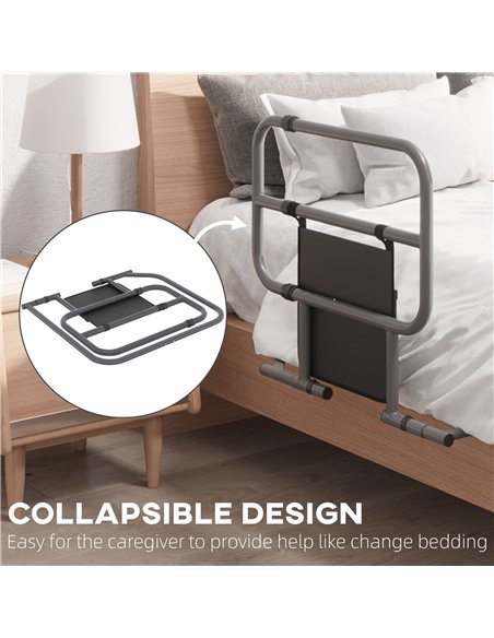 HOMCOM Folding Bed Rail for Elderly Adults, Bed Assist Rail with Storage Pocket for Disabled, Pregnant, Black - pic 132216 | FastDaddyshop