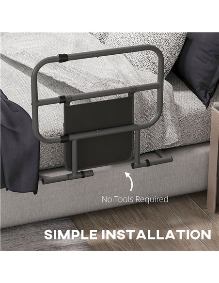 HOMCOM Folding Bed Rail for Elderly Adults, Bed Assist Rail with Storage Pocket for Disabled, Pregnant, Black - pic 132218 | FastDaddyshop