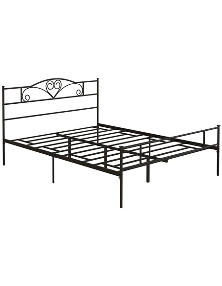HOMCOM King Size Bed Frame, 5ft4 Metal Bed Base with Headboard and Footboard, 31cm Underneath Storage Space for Bedroom - pic 132222 | FastDaddyshop