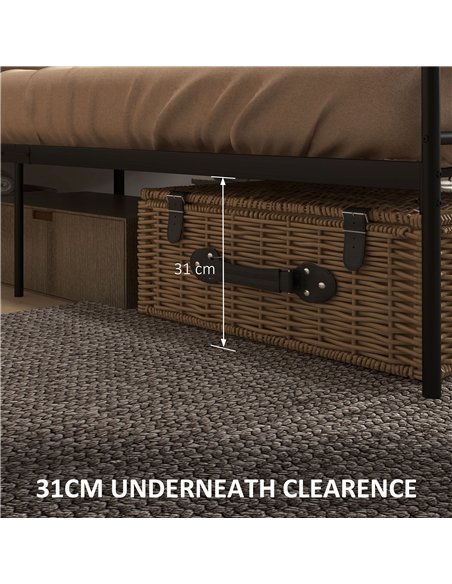 HOMCOM King Size Bed Frame, 5ft4 Metal Bed Base with Headboard and Footboard, 31cm Underneath Storage Space for Bedroom - pic 132225 | FastDaddyshop