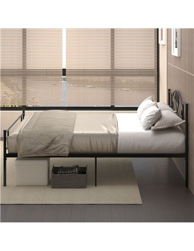 HOMCOM King Size Bed Frame, 5ft4 Metal Bed Base with Headboard and Footboard, 31cm Underneath Storage Space for Bedroom