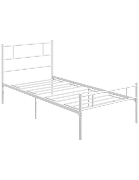 HOMCOM Single Bed Frame, Metal Bed Base with Headboard and Footboard, Metal Slat Support and 31cm Underbed Storage Space - pic 132231 | FastDaddyshop
