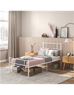 HOMCOM Single Bed Frame, Metal Bed Base with Headboard and Footboard, Metal Slat Support and 31cm Underbed Storage Space 2