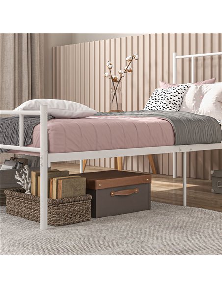 HOMCOM Single Bed Frame, Metal Bed Base with Headboard and Footboard, Metal Slat Support and 31cm Underbed Storage Space - pic 132239 | FastDaddyshop