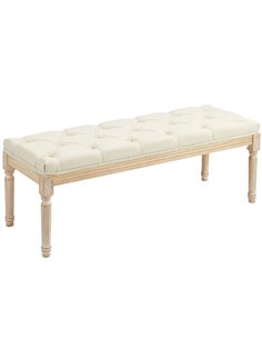 HOMCOM Vintage Wooden Bed End Bench - Cream White