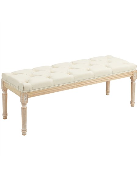 HOMCOM Vintage Wooden Bed End Bench - Cream White - pic 132240 | FastDaddyshop