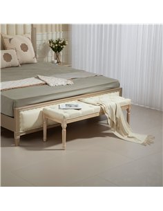 HOMCOM Vintage Wooden Bed End Bench - Cream White 2