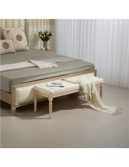 HOMCOM Vintage Wooden Bed End Bench - Cream White - pic 132241 | FastDaddyshop