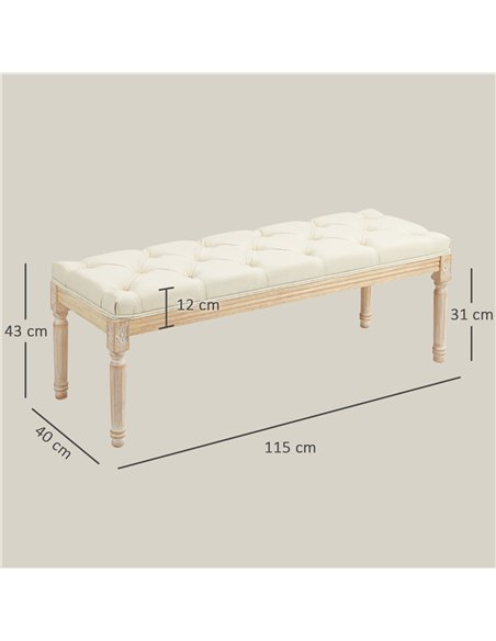 HOMCOM Vintage Wooden Bed End Bench - Cream White - pic 132242 | FastDaddyshop