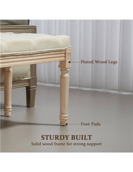HOMCOM Vintage Wooden Bed End Bench - Cream White - pic 132244 | FastDaddyshop