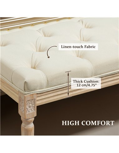 HOMCOM Vintage Wooden Bed End Bench - Cream White