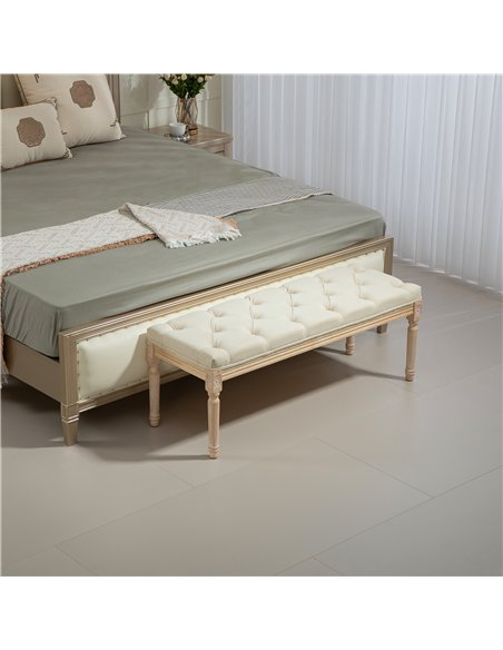 HOMCOM Vintage Wooden Bed End Bench - Cream White - pic 132246 | FastDaddyshop