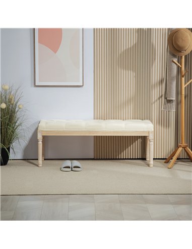 HOMCOM Vintage Wooden Bed End Bench - Cream White