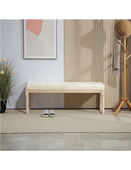 HOMCOM Vintage Wooden Bed End Bench - Cream White - pic 132247 | FastDaddyshop