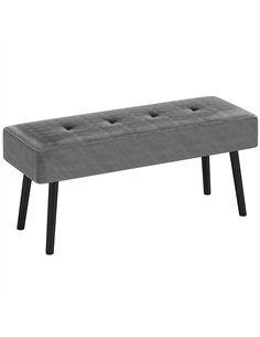HOMCOM End of Bed Bench, Corduroy Bedroom Bench with Thick Padding and Steel Legs, Tufted Window Seat for Entryway, Living Room,