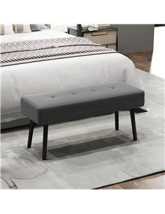 HOMCOM End of Bed Bench, Corduroy Bedroom Bench with Thick Padding and Steel Legs, Tufted Window Seat for Entryway, Living Room, 2