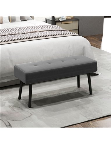 HOMCOM End of Bed Bench, Corduroy Bedroom Bench with Thick Padding and Steel Legs, Tufted Window Seat for Entryway, Living Room,