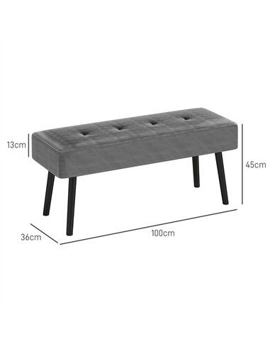 HOMCOM End of Bed Bench, Corduroy Bedroom Bench with Thick Padding and Steel Legs, Tufted Window Seat for Entryway, Living Room,