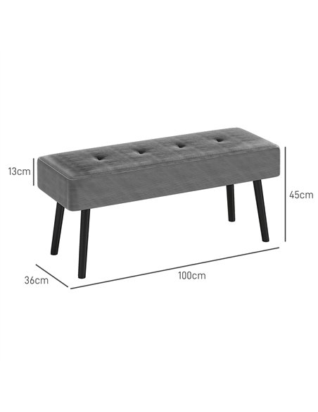 HOMCOM End of Bed Bench, Corduroy Bedroom Bench with Thick Padding and Steel Legs, Tufted Window Seat for Entryway, Living Room, - pic 132251 | FastDaddyshop