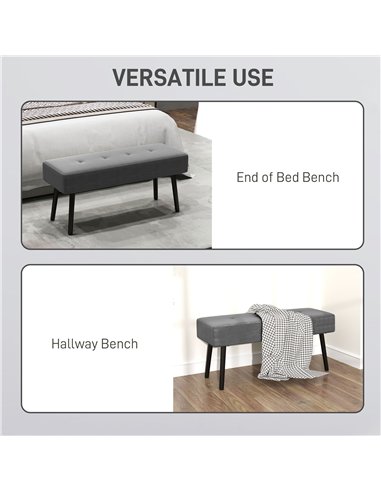 HOMCOM End of Bed Bench, Corduroy Bedroom Bench with Thick Padding and Steel Legs, Tufted Window Seat for Entryway, Living Room,