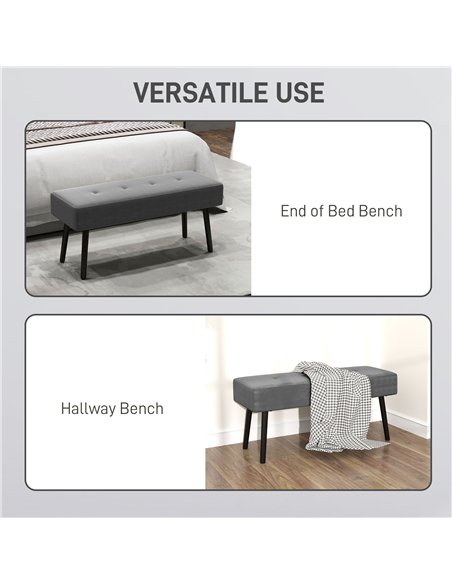 HOMCOM End of Bed Bench, Corduroy Bedroom Bench with Thick Padding and Steel Legs, Tufted Window Seat for Entryway, Living Room, - pic 132254 | FastDaddyshop