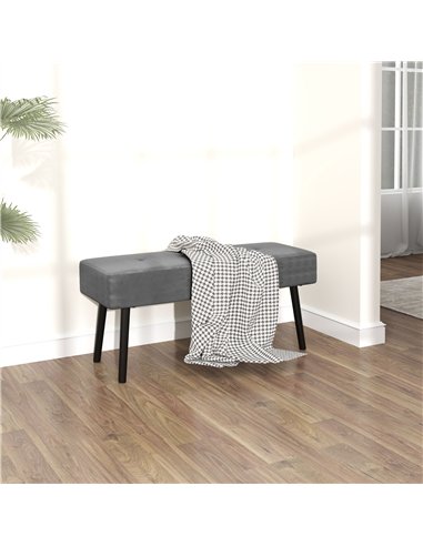 HOMCOM End of Bed Bench, Corduroy Bedroom Bench with Thick Padding and Steel Legs, Tufted Window Seat for Entryway, Living Room,