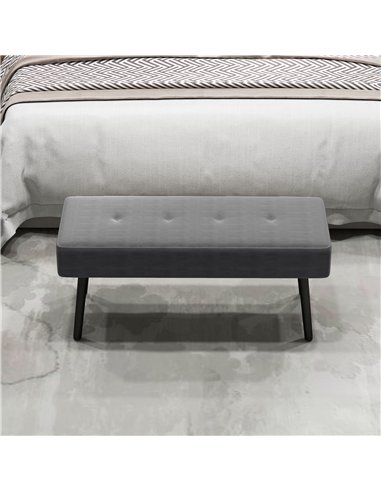 HOMCOM End of Bed Bench, Corduroy Bedroom Bench with Thick Padding and Steel Legs, Tufted Window Seat for Entryway, Living Room,
