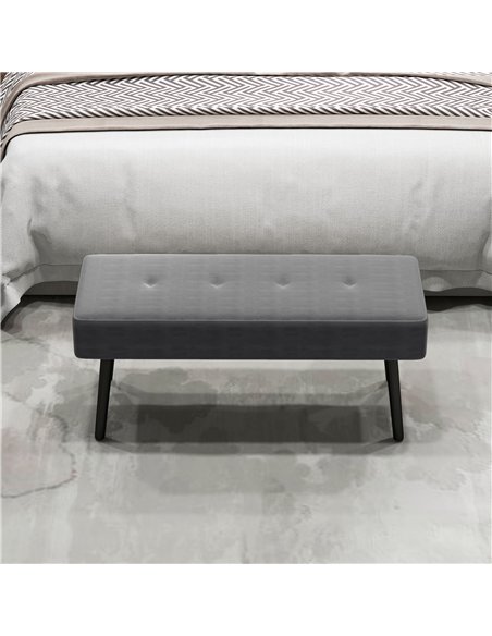 HOMCOM End of Bed Bench, Corduroy Bedroom Bench with Thick Padding and Steel Legs, Tufted Window Seat for Entryway, Living Room, - pic 132256 | FastDaddyshop