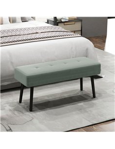 HOMCOM End of Bed Bench, Corduroy Bedroom Bench with Thick Padding and Steel Legs, Tufted Window Seat for Entryway, Living Room, 2