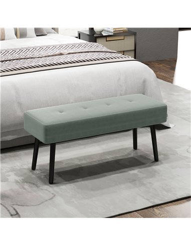 HOMCOM End of Bed Bench, Corduroy Bedroom Bench with Thick Padding and Steel Legs, Tufted Window Seat for Entryway, Living Room,