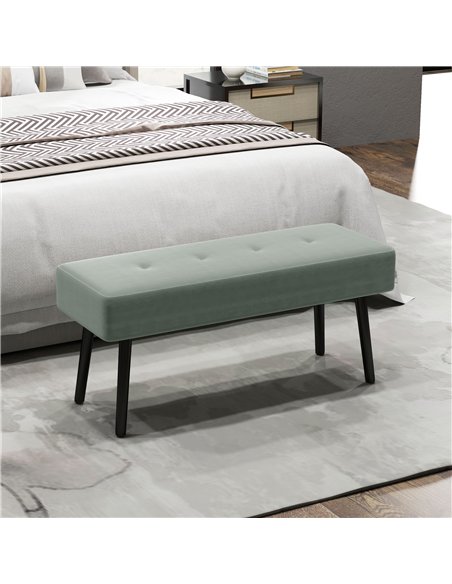 HOMCOM End of Bed Bench, Corduroy Bedroom Bench with Thick Padding and Steel Legs, Tufted Window Seat for Entryway, Living Room, - pic 132259 | FastDaddyshop