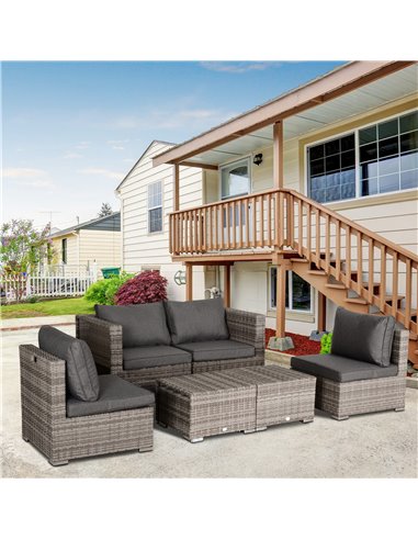 Outsunny 8-Piece Rattan Sofa Set with Cushions, Mixed Grey