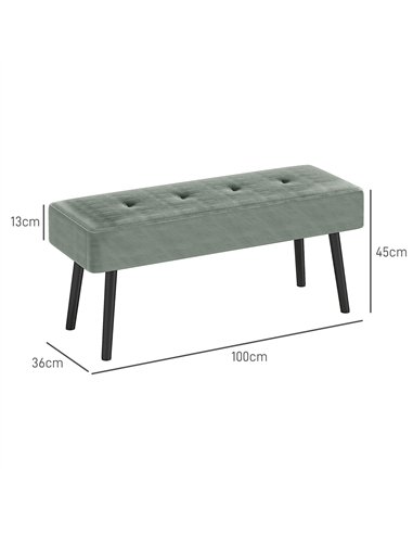 HOMCOM End of Bed Bench, Corduroy Bedroom Bench with Thick Padding and Steel Legs, Tufted Window Seat for Entryway, Living Room,