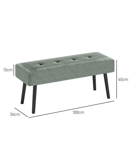 HOMCOM End of Bed Bench, Corduroy Bedroom Bench with Thick Padding and Steel Legs, Tufted Window Seat for Entryway, Living Room, - pic 132260 | FastDaddyshop