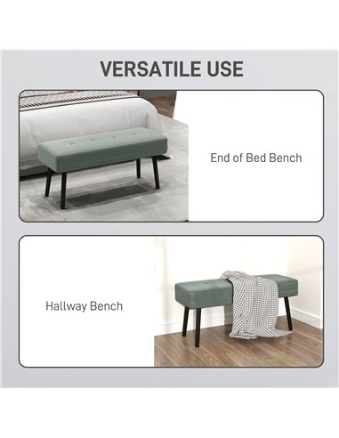 HOMCOM End of Bed Bench, Corduroy Bedroom Bench with Thick Padding and Steel Legs, Tufted Window Seat for Entryway, Living Room,