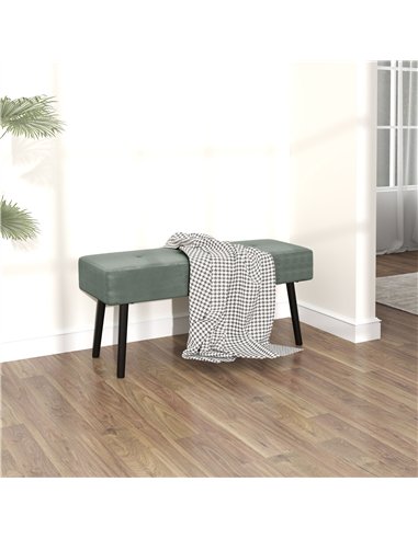 HOMCOM End of Bed Bench, Corduroy Bedroom Bench with Thick Padding and Steel Legs, Tufted Window Seat for Entryway, Living Room,