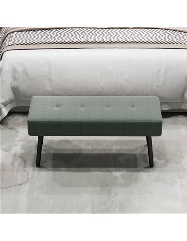 HOMCOM End of Bed Bench, Corduroy Bedroom Bench with Thick Padding and Steel Legs, Tufted Window Seat for Entryway, Living Room,