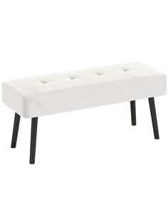 HOMCOM End of Bed Bench, Corduroy Bedroom Bench with Thick Padding and Steel Legs, Tufted Window Seat for Entryway, Living Room,