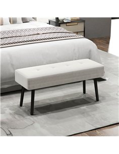 HOMCOM End of Bed Bench, Corduroy Bedroom Bench with Thick Padding and Steel Legs, Tufted Window Seat for Entryway, Living Room, 2