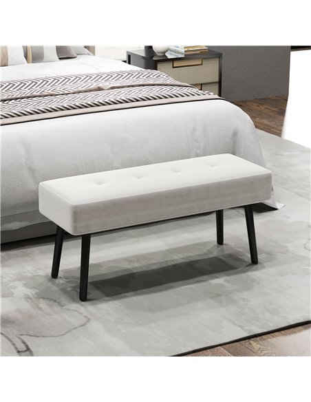 HOMCOM End of Bed Bench, Corduroy Bedroom Bench with Thick Padding and Steel Legs, Tufted Window Seat for Entryway, Living Room, - pic 132268 | FastDaddyshop