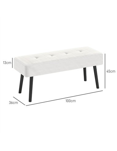 HOMCOM End of Bed Bench, Corduroy Bedroom Bench with Thick Padding and Steel Legs, Tufted Window Seat for Entryway, Living Room,