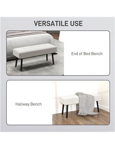 HOMCOM End of Bed Bench, Corduroy Bedroom Bench with Thick Padding and Steel Legs, Tufted Window Seat for Entryway, Living Room,