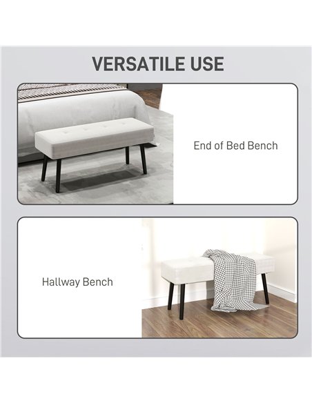 HOMCOM End of Bed Bench, Corduroy Bedroom Bench with Thick Padding and Steel Legs, Tufted Window Seat for Entryway, Living Room, - pic 132272 | FastDaddyshop